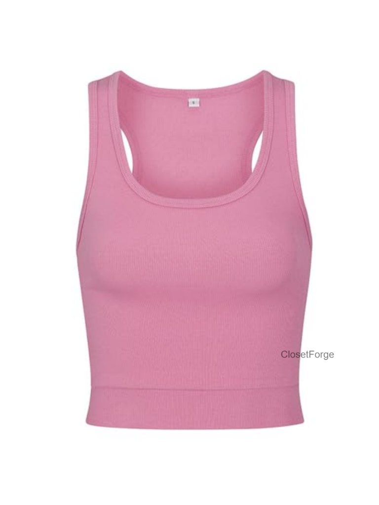 Cotton Spandex Racerback Half Tank Sports Bra Wire Free Pull-On